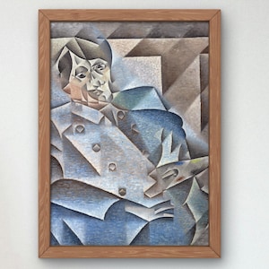 Portrait of Pablo Picasso by Juan Gris 1912, Museum Quality Oil Painting, Modern Art home decor, wall art Print Poster, Housewarming Gift
