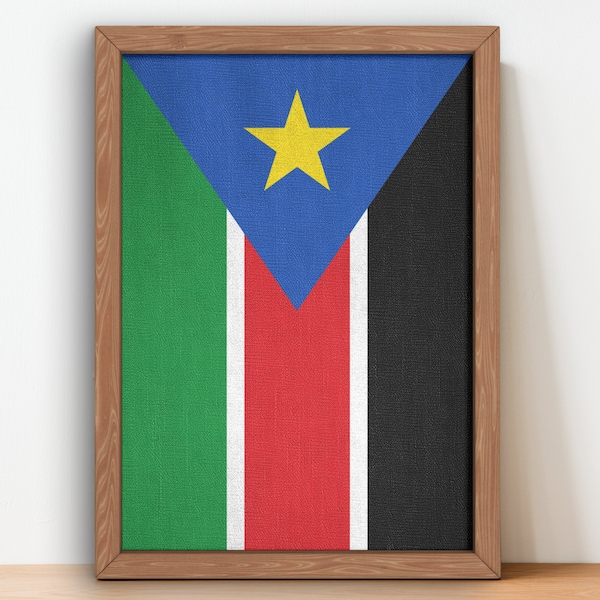 Zuid-Soedan Vlag Poster kunst aan de muur wordt afgedrukt Zuid-Soedan Vintage Vlag