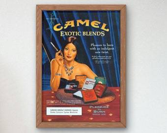 Anuncio de cigarrillos vintage de camello, impresión retro de calidad de museo, arte de pared de decoración del hogar, obras de arte de decoración del hogar elegantes