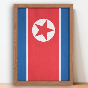 North Korea Flag wall art prints North Korea Vintage Flag
