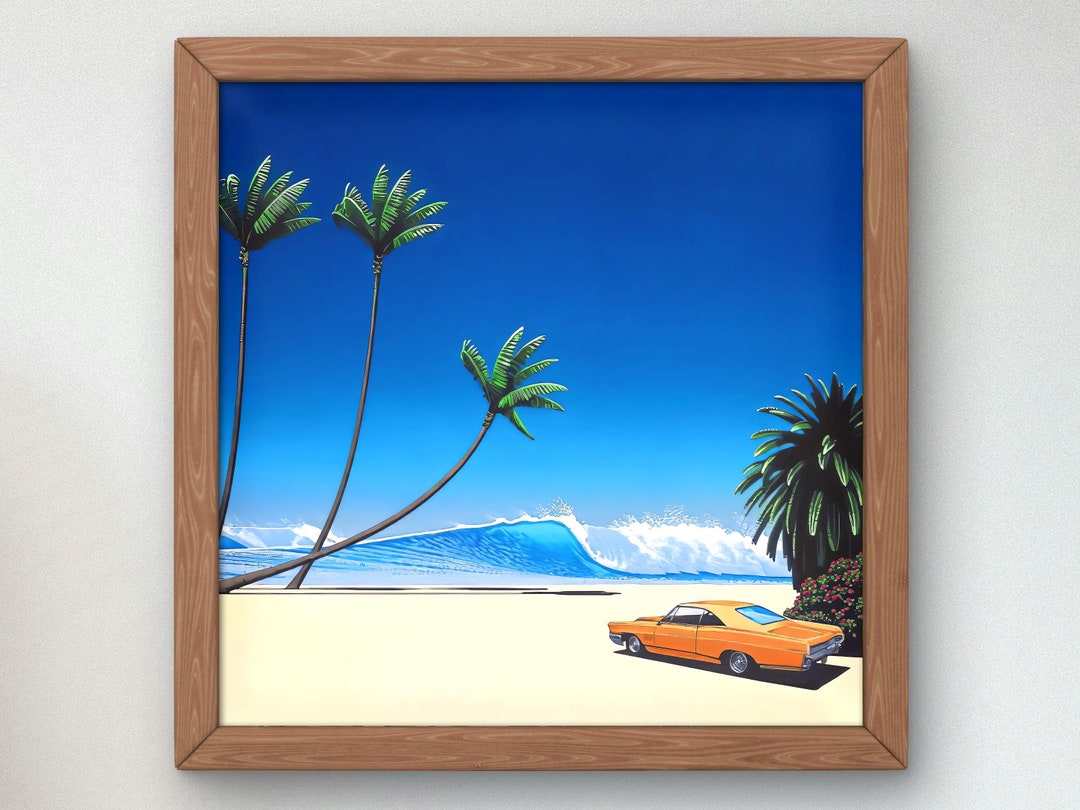 Impender Beach by Hiroshi Nagai, Poster, 80's Aesthetic, Vaporwave