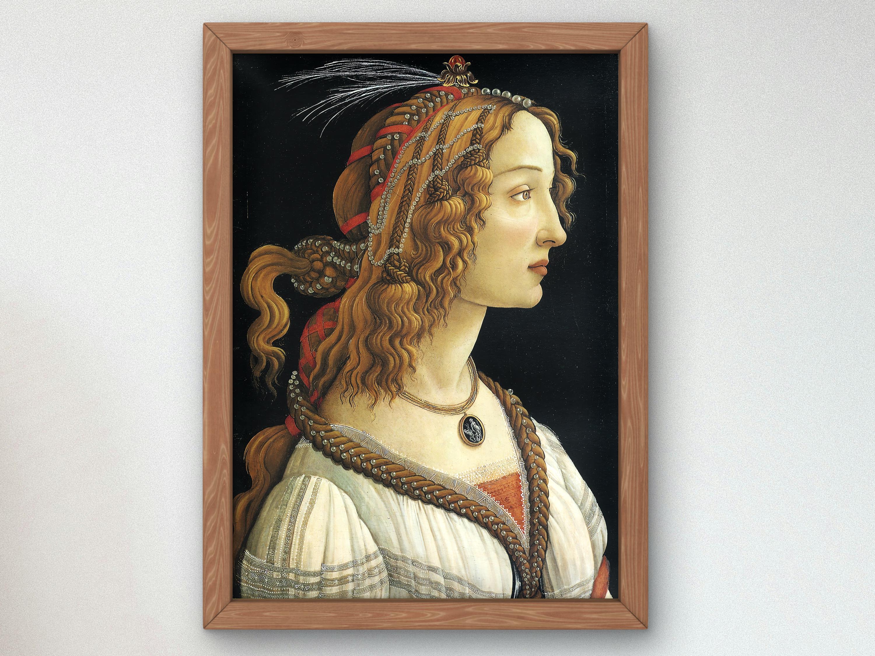 サンドロ・ボッティチェリ作「若い女性の肖像」1476年、美術館品質の