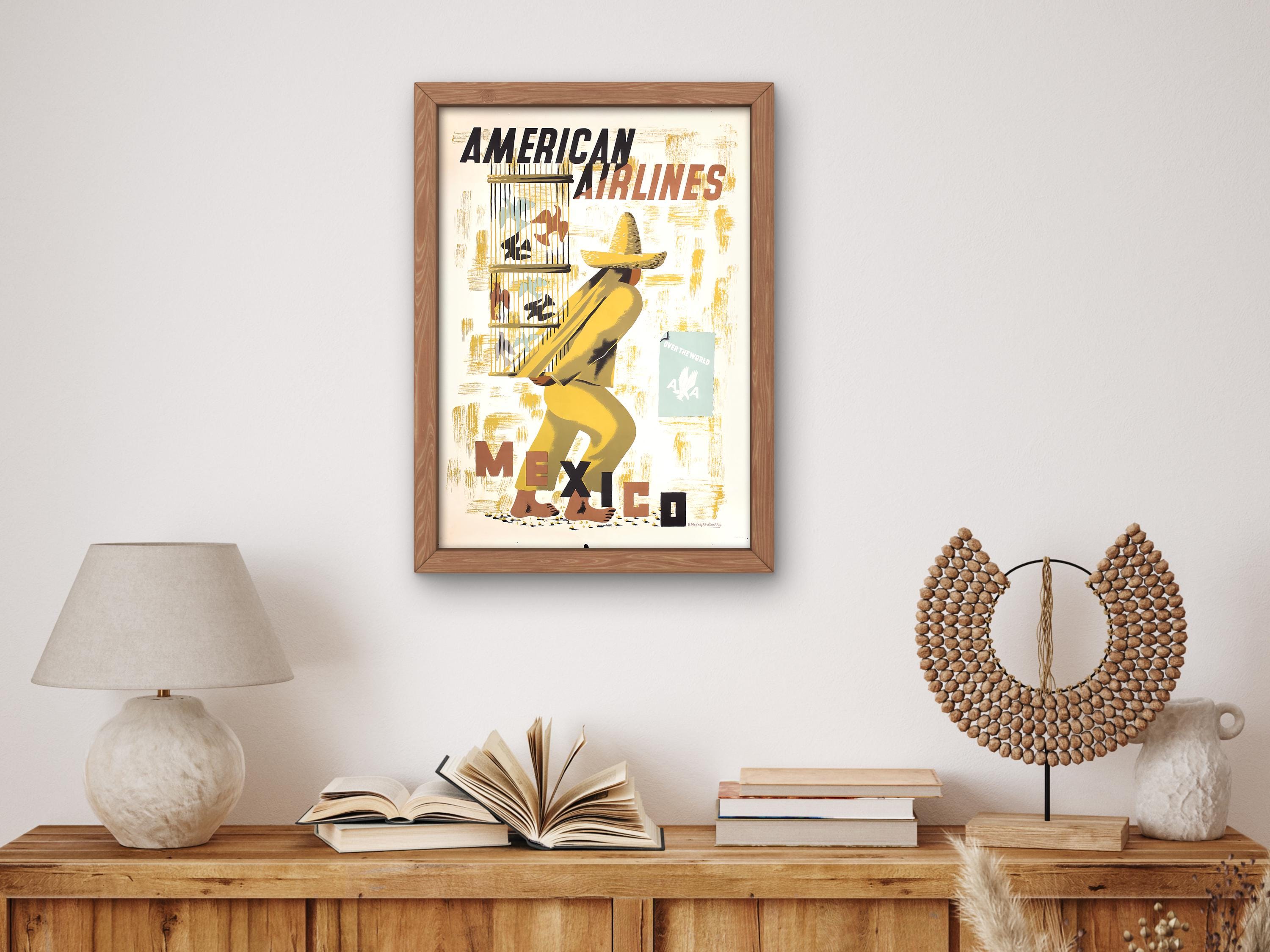 American Airlines Vintage Travel Poster Mexico by Edward Mcknight