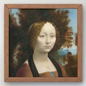 Ginevra de' Benci por Leonardo da Vinci Impressão artística, arte cultural, pôster de galeria de arte de qualidade, arte de parede, decoração de casa elegante e elegante