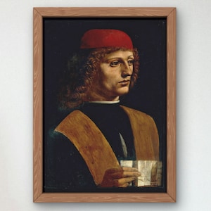 Portrait of a Musician by Leonardo da Vinci Art print, Cultural art, Quality artwork gallery poster, wall art, classy elegant home decor