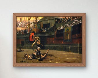 ジャン＝レオン・ジェローム作「ポリス・ヴァーソ」1872年、美術館品質の油絵プリントホームデコレーションウォールアート、エレガントなホームインテリアアートワークグラディエーターアート