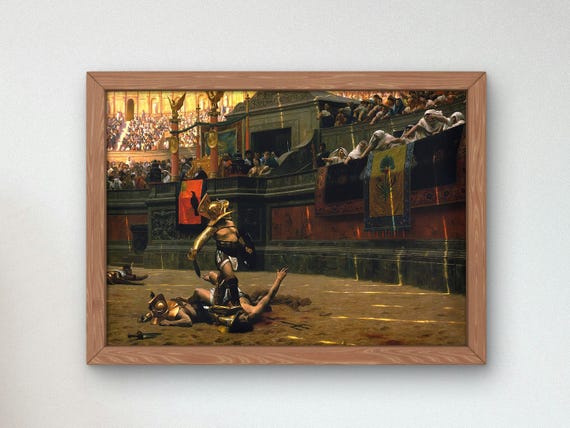 Pollice Verso by Jean-Léon Gérôme 1872, of Museum Quality Oil Painting print home decor wall art, Elegant home decor artwork Gladiator art
