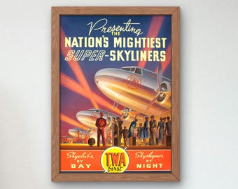 TWA航空ビンテージ オリジナルポスター 60年代 トランスワールド航空 - TWA - 航空ポスター - Etsy 日本