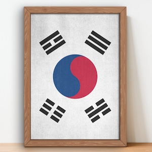 South Korea Flag Poster wall art prints South Korea Vintage Flag