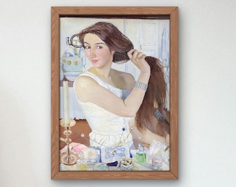 En el tocador (Autorretrato) de Zinaida Serebryakova 1909 Impresión de arte, impresión de pintura al óleo de calidad de museo
