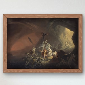 Aeneas and the Sibyl by John Martin 1800, Classical Art Poster, Museum Quality Print, Wallart Home deco gift