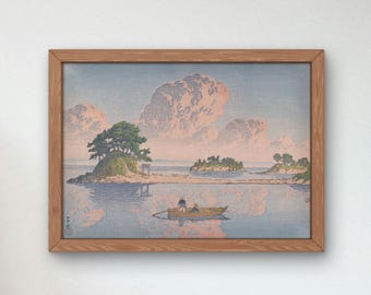 川瀬巴水作「島原九十九島」1922年、日本美術館品質のプリント、浮世絵