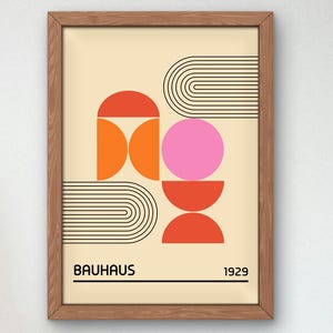 Bauhaus Mid Century Modern Print, Home deco, Arte geométrico de la pared, Cartel de calidad del museo, Minimalista, Art déco abstracto, Retro Deco, Idea de regalo