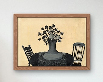 Table and Two Chairs by Horace Pippin 1946, Museum Quality Print, Modern art, home Deco Wall art Poster Housewarming art Gift