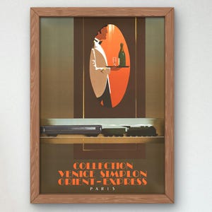 Anuncios antiguos del Orient Express de Venice Simplon de Pierre Fix-Masseau, póster de arte mural moderno y contemporáneo de mediados de siglo, impresión con calidad de museo
