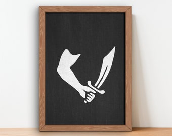 Bandiera Pirata Thomas Tew Con Spada Cutlass 12x18 Poliestere - Striscione Pennant