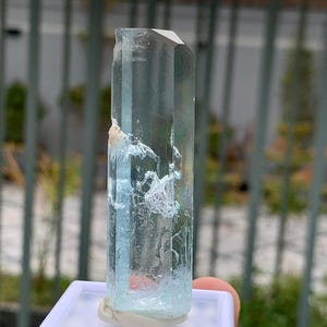 Sky Blue Aquamarine Crystal, Natural Transparent Aquamarine Crystal From Skardu Pakistan, Unique Helix Pattern Aquamarine Crystal