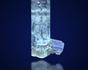 Aquamarine Crystal with Black Tourmaline: Mineral Specimen, 10g