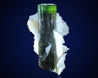 Green Cap Tourmaline with Albite (Pakistan) | raw tourmaline, green tourmaline, tourmaline crystal, rare minerals, rare crystals, Astak Nala