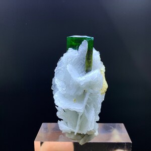 Terminated Green Cap Tourmaline Crystal Specimen, Green Cap Tourmaline with Albite | raw tourmaline,Green tourmaline crystal, stak Nala