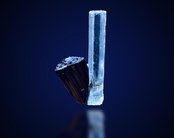 Transparent Aquamarine Crystal With Black Tourmaline Crystal Unique Combo, Mineral Specimen, Aquamarine Specimen, Raw Minerals, 8 G