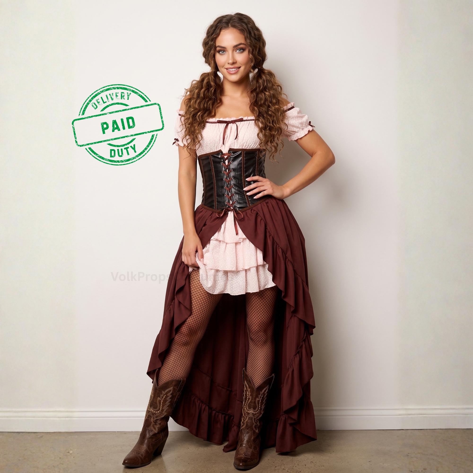 mock corset western saloon dress Old West Saloon Girls, Quality Victorian Saloon Girl Attire