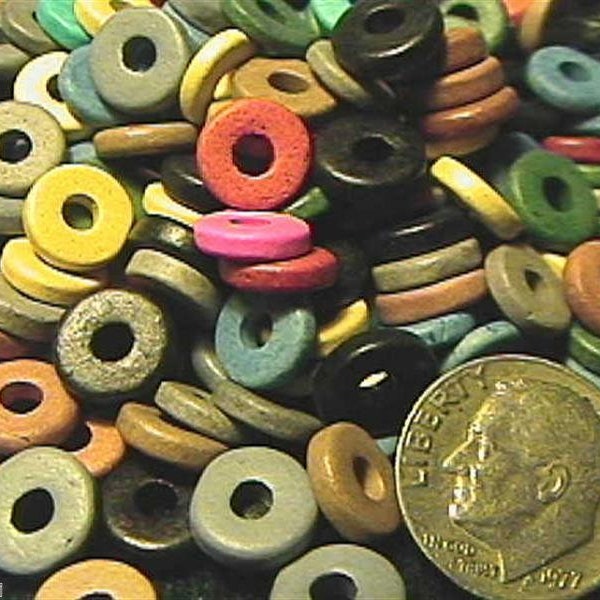 8mm Greek Ceramic Wafer Beads 1 oz. bag (approximately 180) Mix Colors