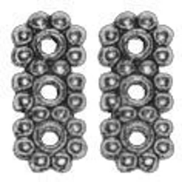 12mm x 5.5mm Pewter Daisy Spacer Three Strand Divider Bars (20)