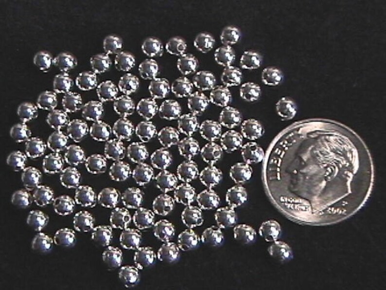 100 Ball Beads Sterling Silver Jewelry Stringing 4mm 100 Ball Beads Sterling Silver Jewelry Stringing 4mm