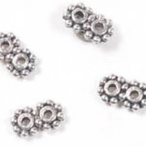 7mm x 4mm x 1mm Antiqued Pewter Daisy Spacer Double Strand Divider Bars