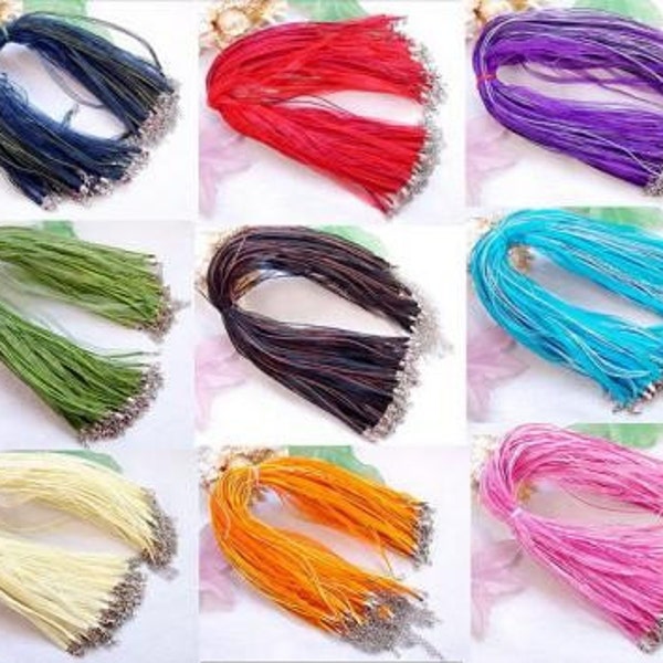 18 Inch Ribbon Necklace Cord for Pendants  with 2 Inch Extender Chain Many Colors Available