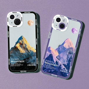 Fine art Aesthetic Scenery phone case,Mountain Quotes soft transparent iphone case,iPhone Case 15 14 13 12 11 pro max plus xr mini se xs 7 8