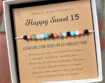 Happy 15th Birthday-Birthday Gift-Gemstone Bracelet-Gift For Her-Friendship Gift