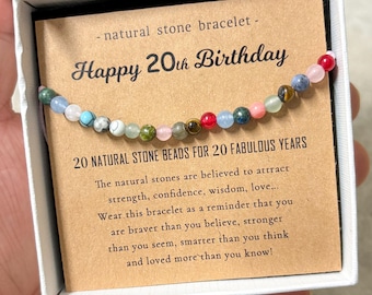 Happy 20th Birthday-Birthday Gift-Gemstone Bracelet-Gift For Her-Friendship Gift