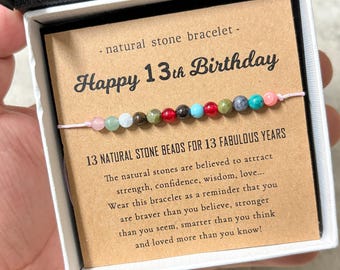 13歳の誕生日おめでとう - 誕生日プレゼント - 天然石ブレスレット - 彼女へのプレゼント - 友情の贈り物