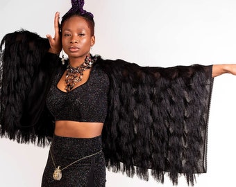Made to Order - Black Fringe Kimono Shrug pre-order