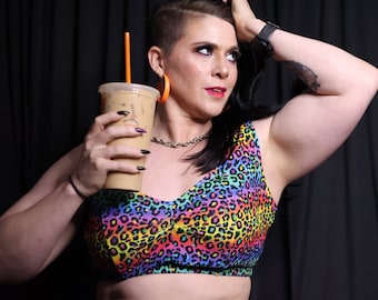 S-2XL Sweetheart Crop  Top in a Rainbow Animal Print / Limited Edition