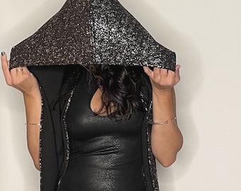 Mixed Metals Handmade Fashion Hood with Tassels & Skulls