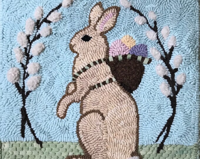 Backpack Bunny Rug Hooking Bunny PATTERN on Linen Etsy