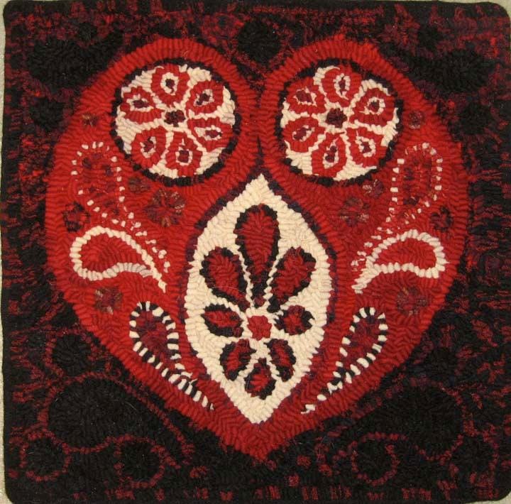 Heart Hook Rug Patterns Paisley Heart Rug Hooking Pattern Hooked Rug Valentine - Etsy