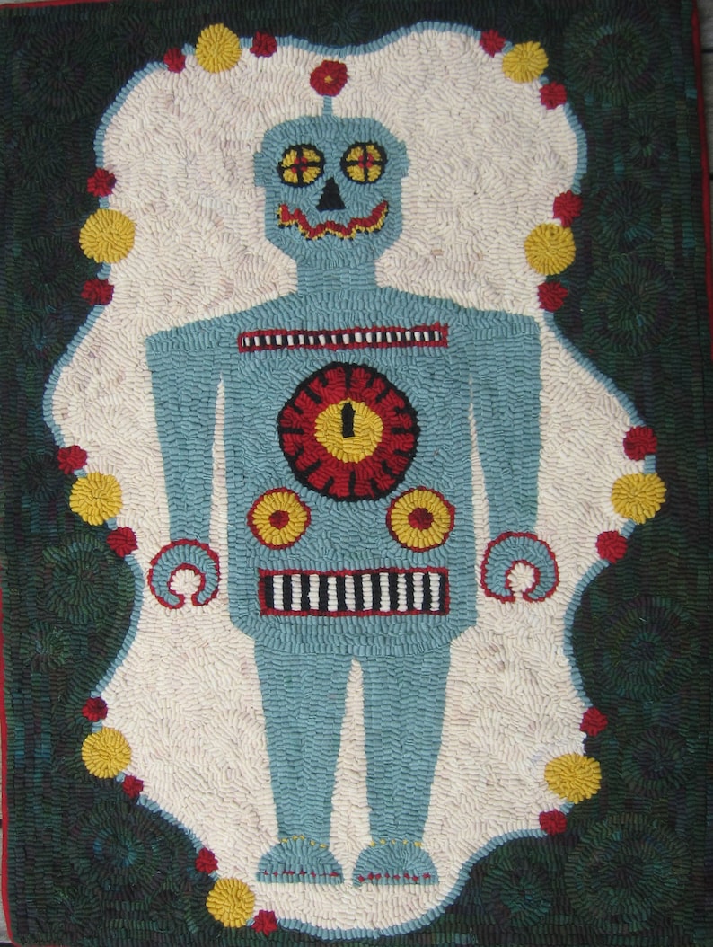 Retro Robot Rug Hooking PATTERN on Linen - Etsy