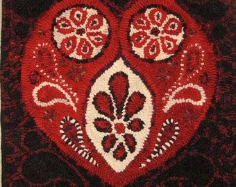 Paisley Heart Rug Hooking Pattern Hooked Rug Valentine