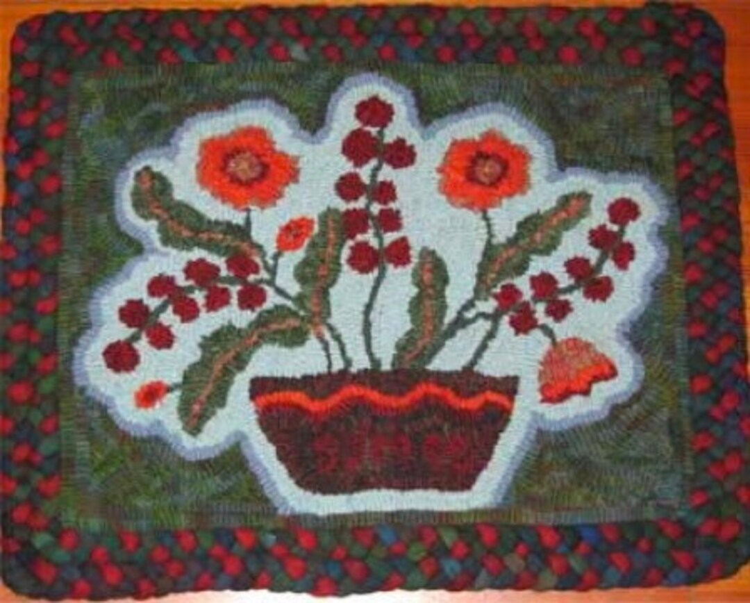 Antique Floral Hooked Rug PATTERN on Linen - Etsy