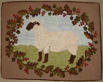 Rug Hooking PATTERN American Oxford Sheep on linen