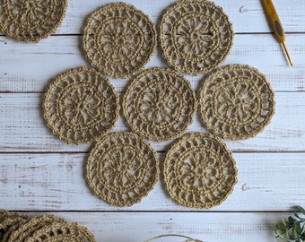 Decor Jute Rustic Coasters Eco Home Gift Table Kitchen Handmade Crocheting Mats Natural Rope Tabledecor Style Coffee Tea