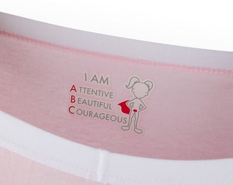 PUNDEEZ Toddler Girls Comfortable Boyshort Underwear - DIY Empowering Alphabet Transfers included - 9 pack