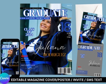 Plantilla Canva de portada de revista de graduación BUNDLE / Portada de revista personalizada / Revista Canva / Plantilla Canva / Plantilla de revista digital
