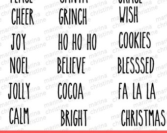 Download Rae Dunn Inspired Santa Clause Reindeer Elf Names Cricut ...
