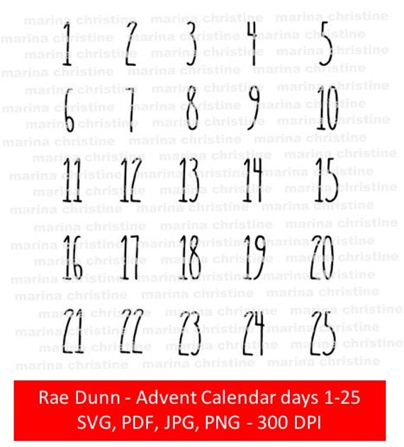 Download Rae Dunn Inspired 1-25 Christmas Advent Calendar Numbers ...