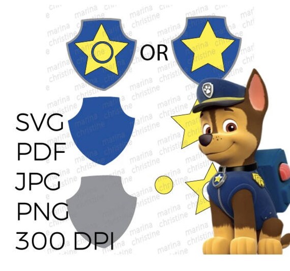 Chase Badge Puptag Pattern Cricut Silhouette svg png | Etsy